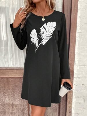 Feather Print Dress